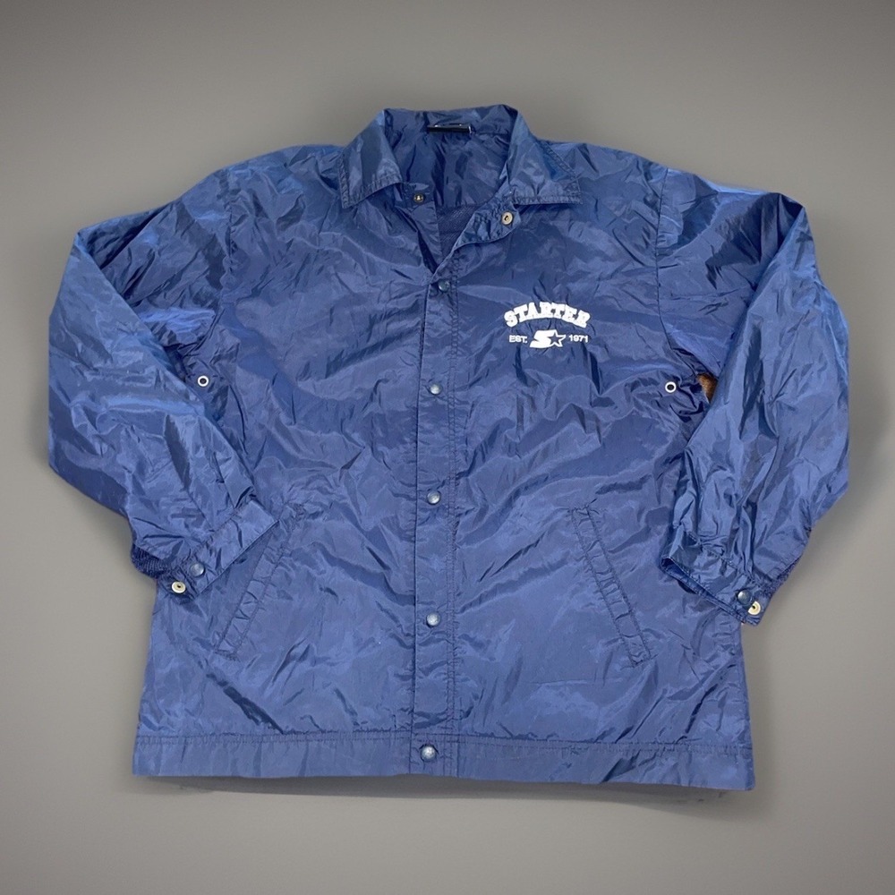 Vintage Starter Coaches Nylon Lined Snap Up Jacket Mens Large 90s VTG